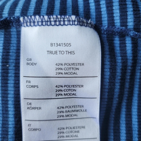 Volcom Womens Possession Body Con Dress Cut Out Back Blue Striped Stretch Sz L - Picture 14 of 14